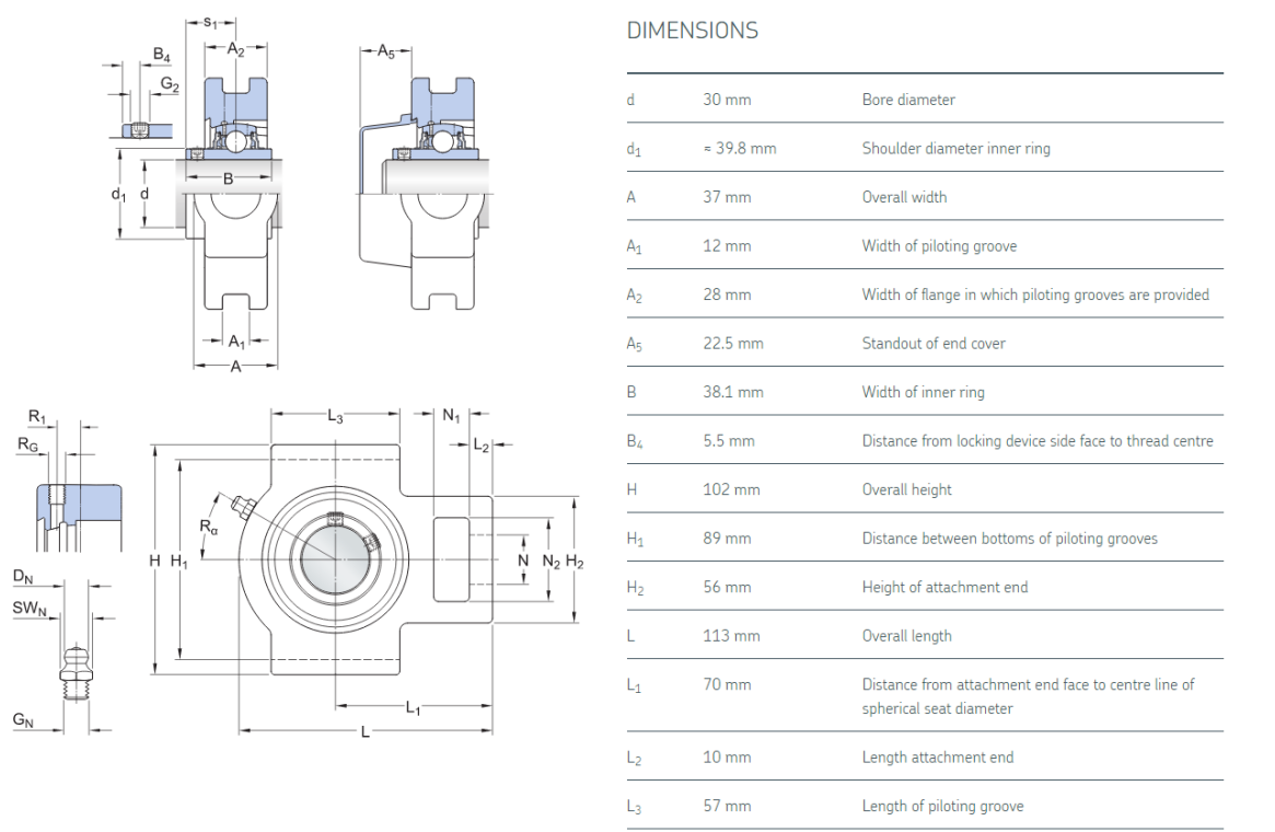 radial insert ball bearing housing unit 